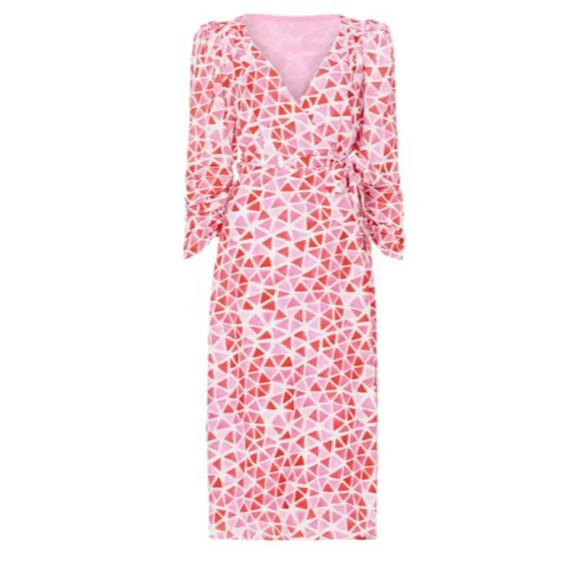 Area Stars NWT Diamond LS Wrap Dress Pink Red XS - Picture 4 of 16